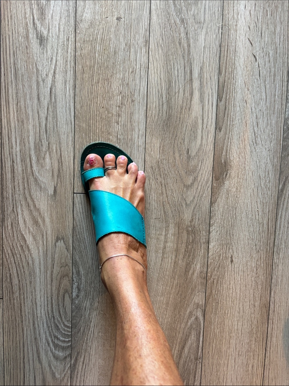 Free People Teal Leather Slide Sandal